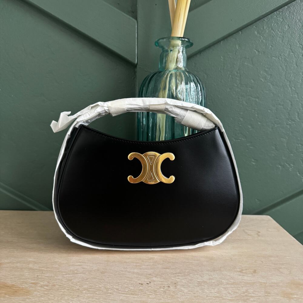 CELINE NWT Tilly Shoulder Bag Black Calfskin